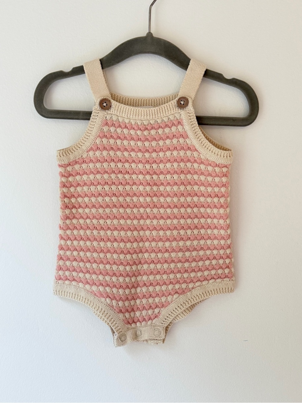 Carter's Pink and Cream Knit Baby One-Piece Romper